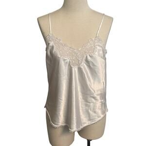 Vintage Victorias Secret White Camisole Cami Gold Label Lace Large Coquette